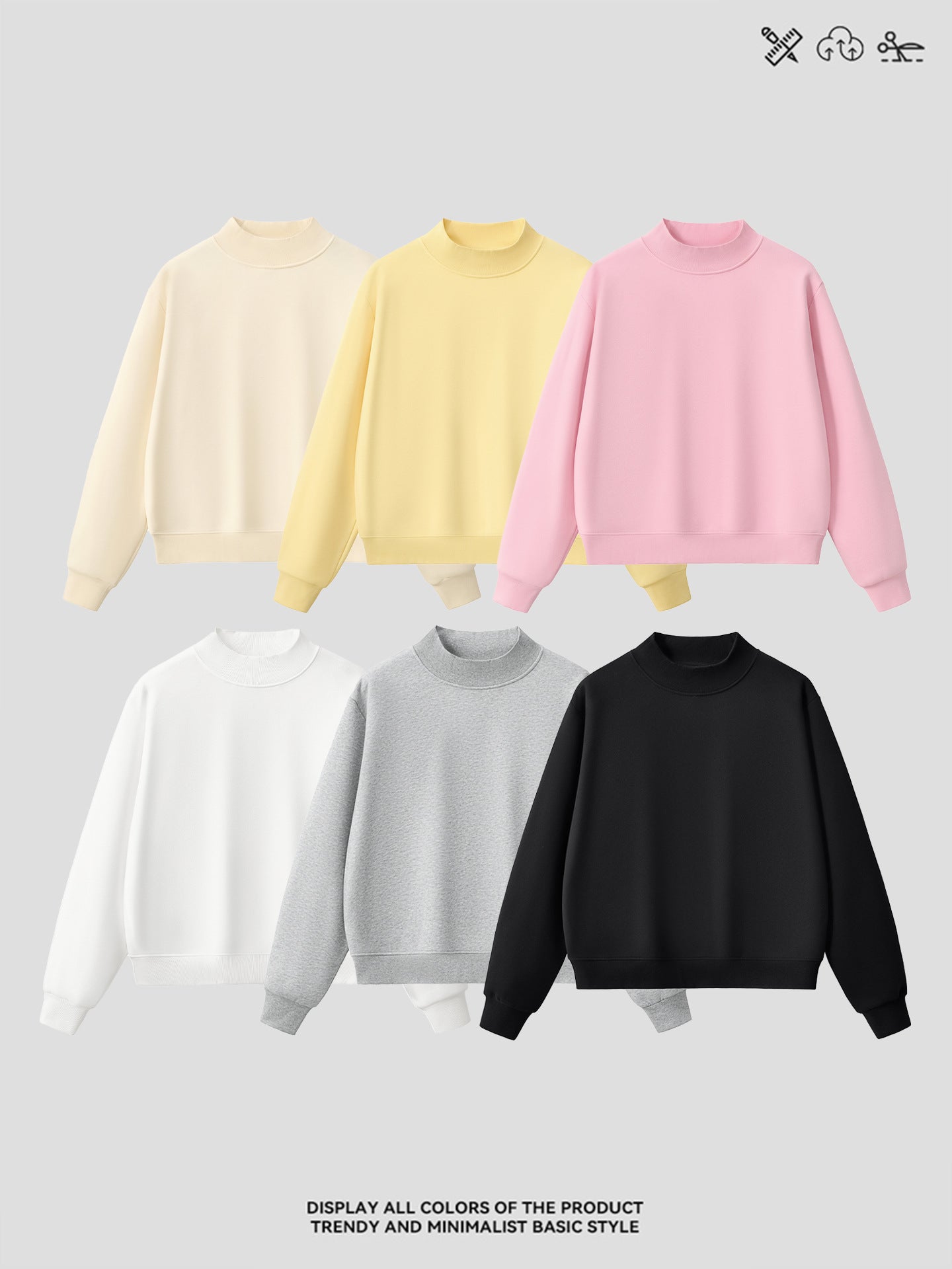 Sweat-shirt pour femmes en velours épais à col montant demi