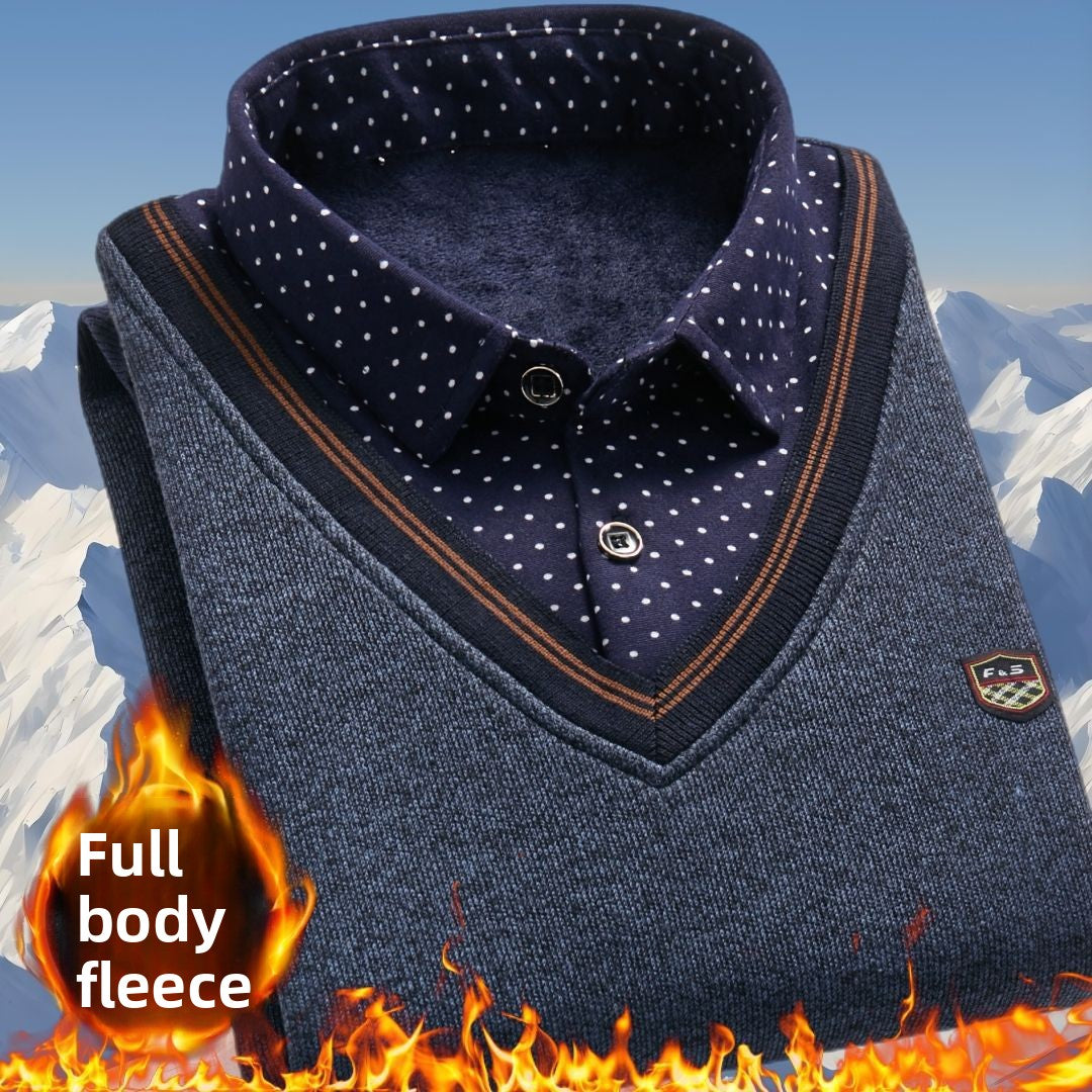 Pull polaire d'hiver en maille - faux deux pièces