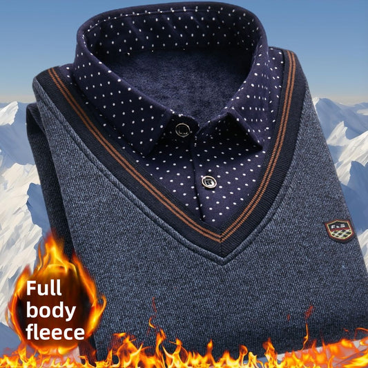 Pull polaire d'hiver en maille - faux deux pièces