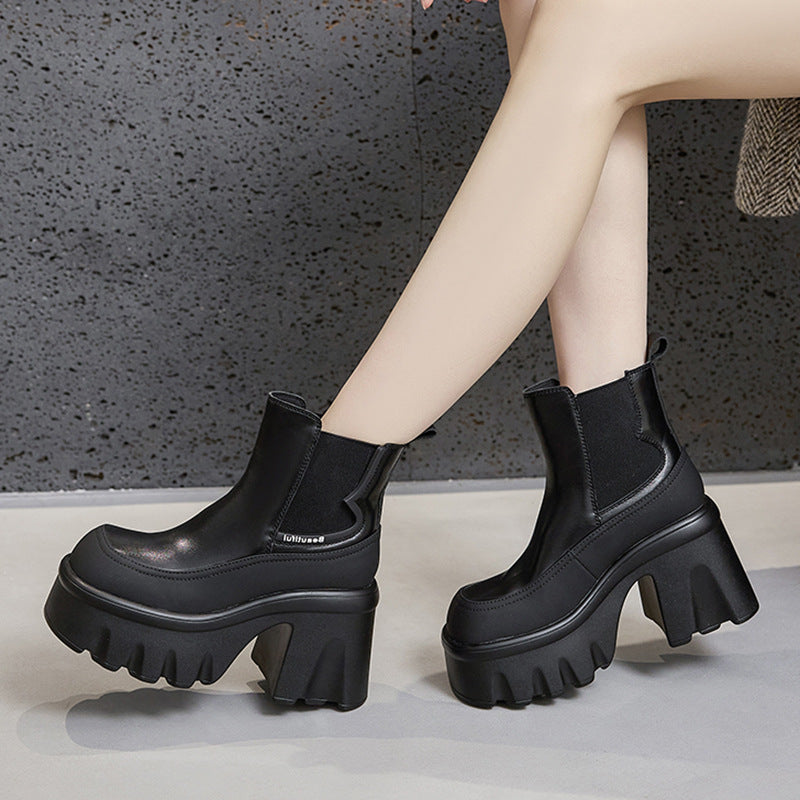 Bottes Martin à semelle épaisse style britannique pour femmes
