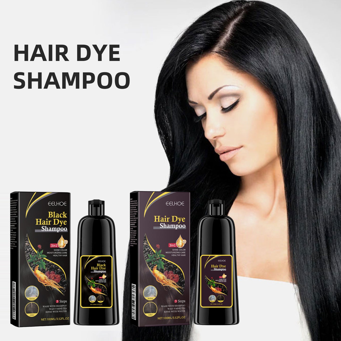 Shampooing pour cheveux noirs Eelhoe
