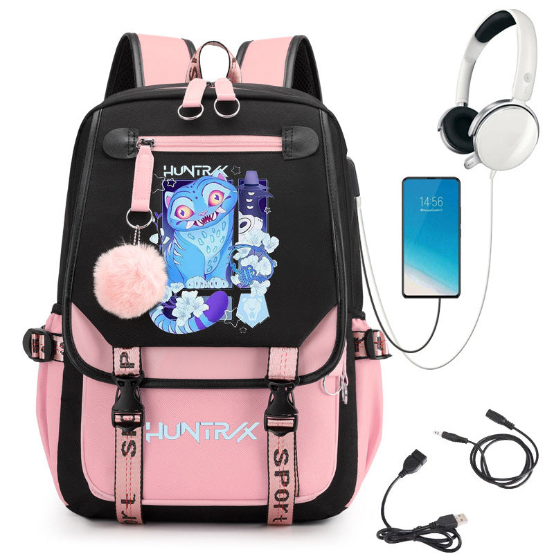 Sac à dos d'école avec motif cartoon et grande capacité