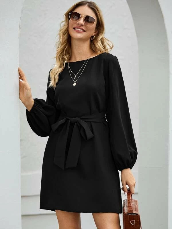 Robe en maille unie mi-longue pour femmes