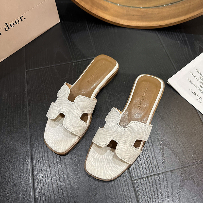 Sandales plates en forme de H pour la plage