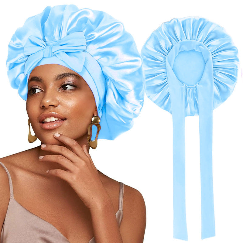 Bonnet de nuit en satin avec ruban élastique