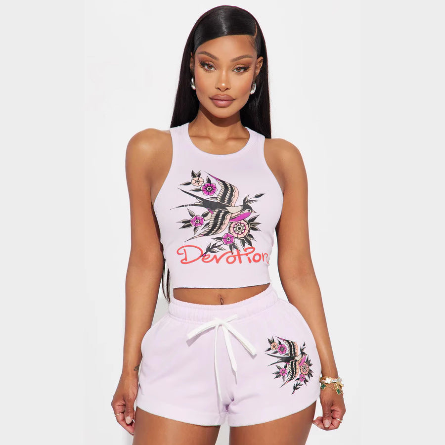 Ensemble gilet et short imprimés