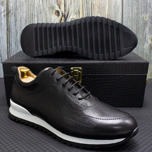 Chaussures en cuir décontractées pour hommes, à lacets, respirantes, formelles