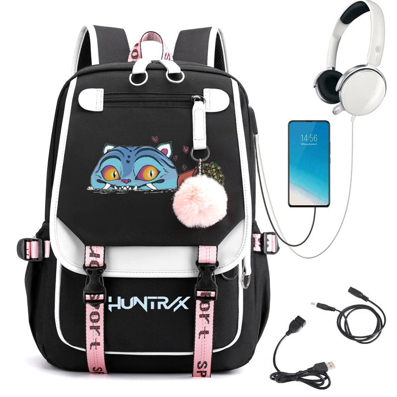 Sac à dos d'école avec motif cartoon et grande capacité