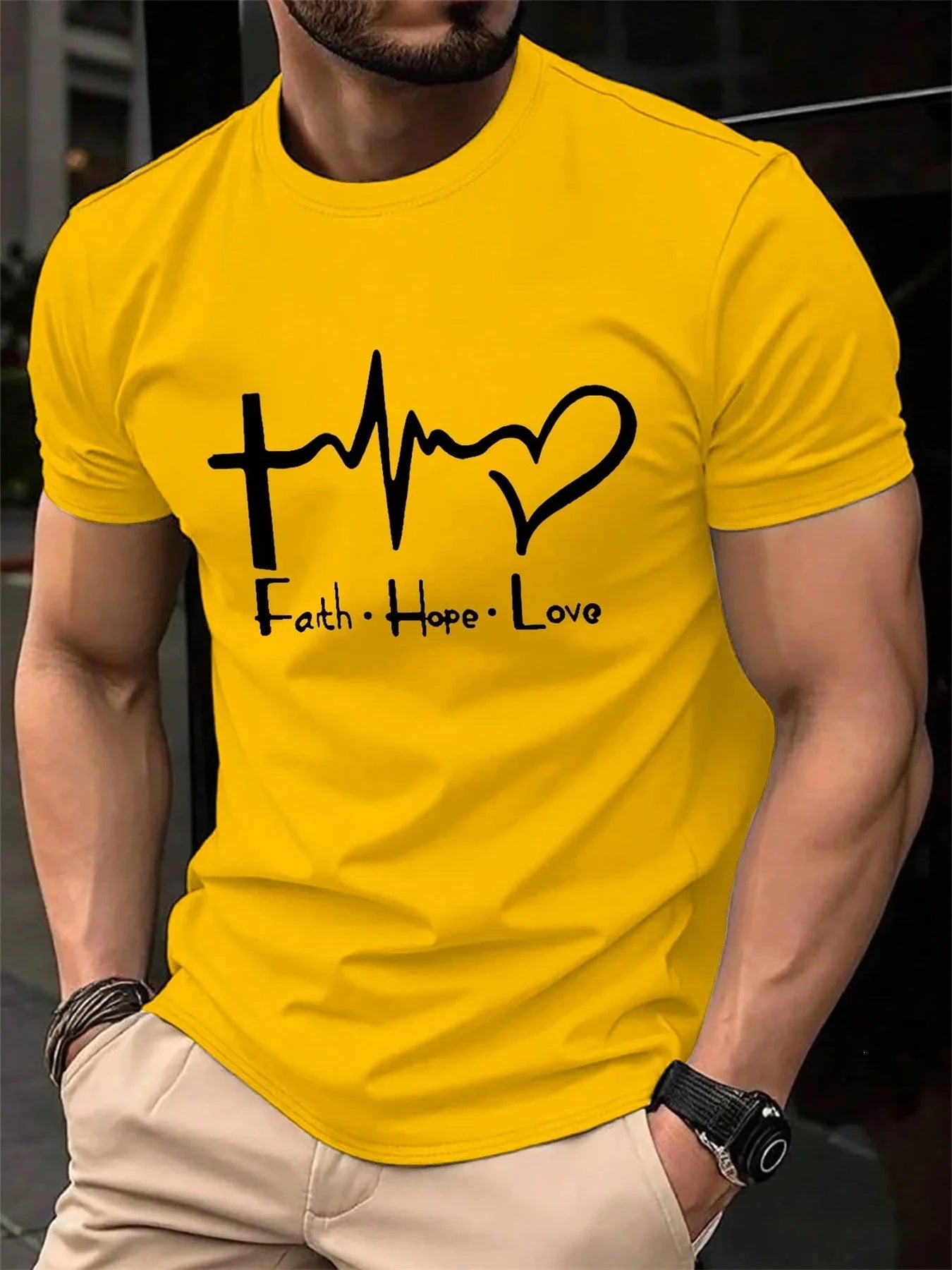T-shirt homme en coton pur à manches courtes imprimé