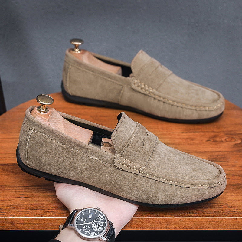 Chaussures décontractées en daim style britannique pour hommes à enfiler