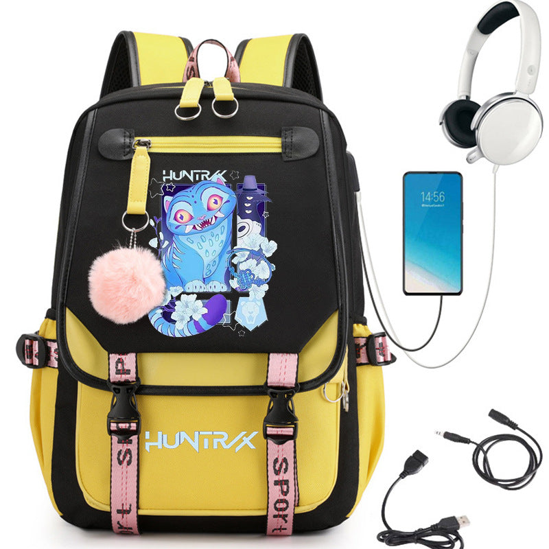 Sac à dos d'école avec motif cartoon et grande capacité
