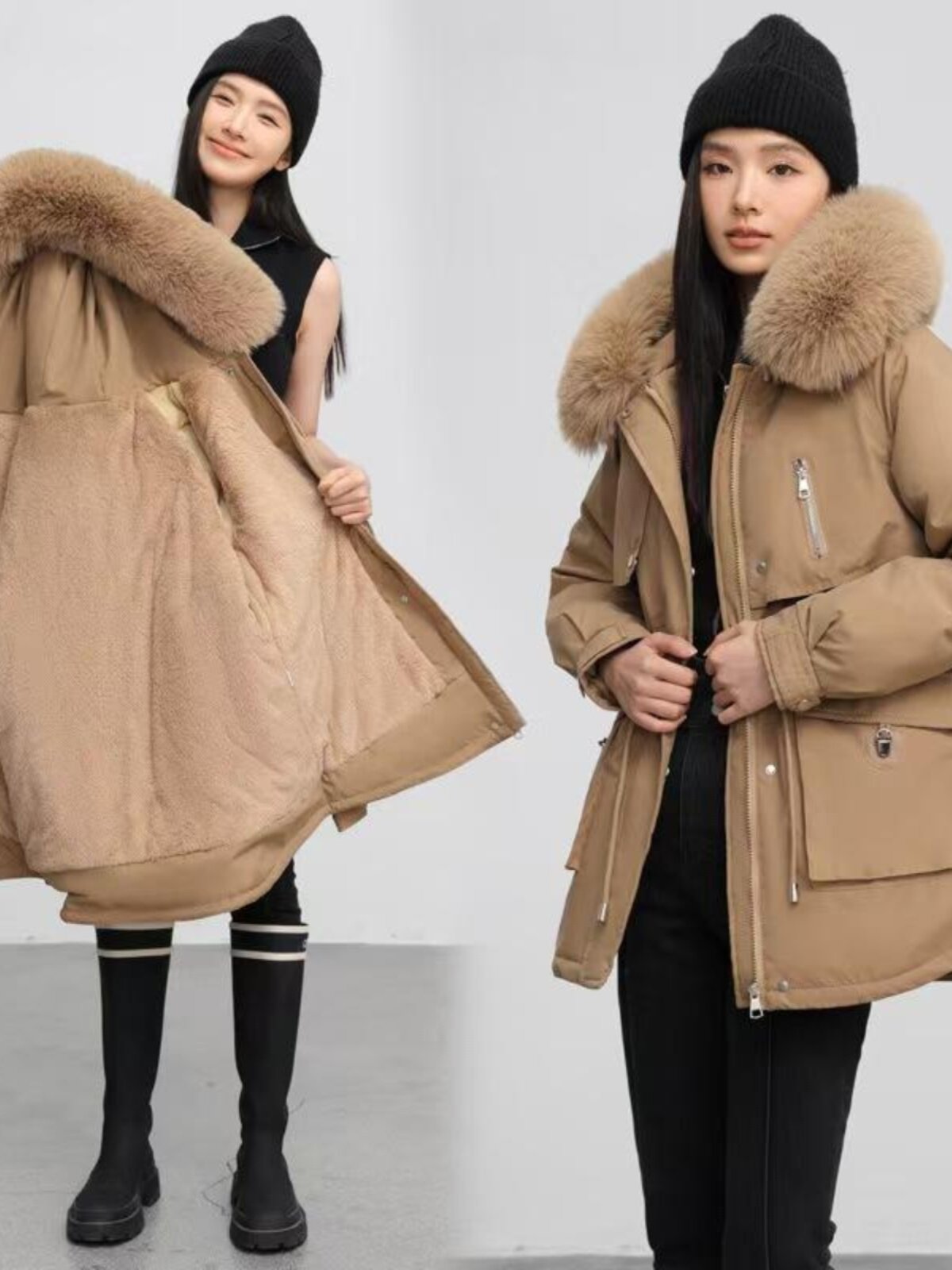 Fleece-lined and thickened jacket/cotton coat