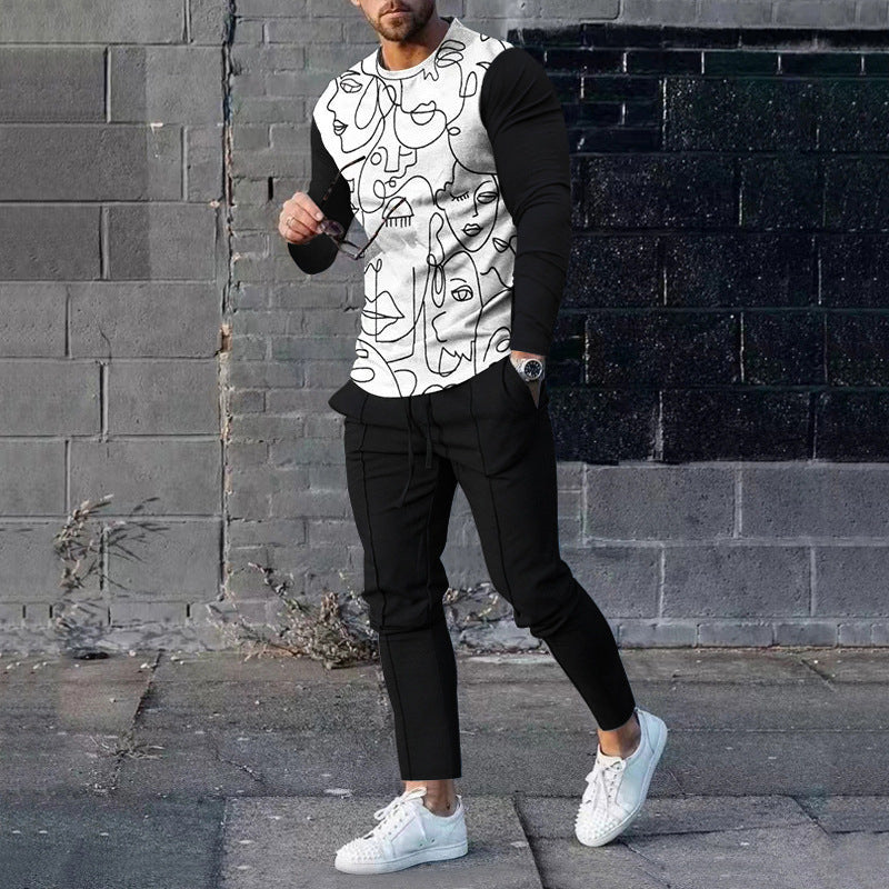 Ensemble pull et pantalon de survêtement décontracté pour homme, imprimé 3D