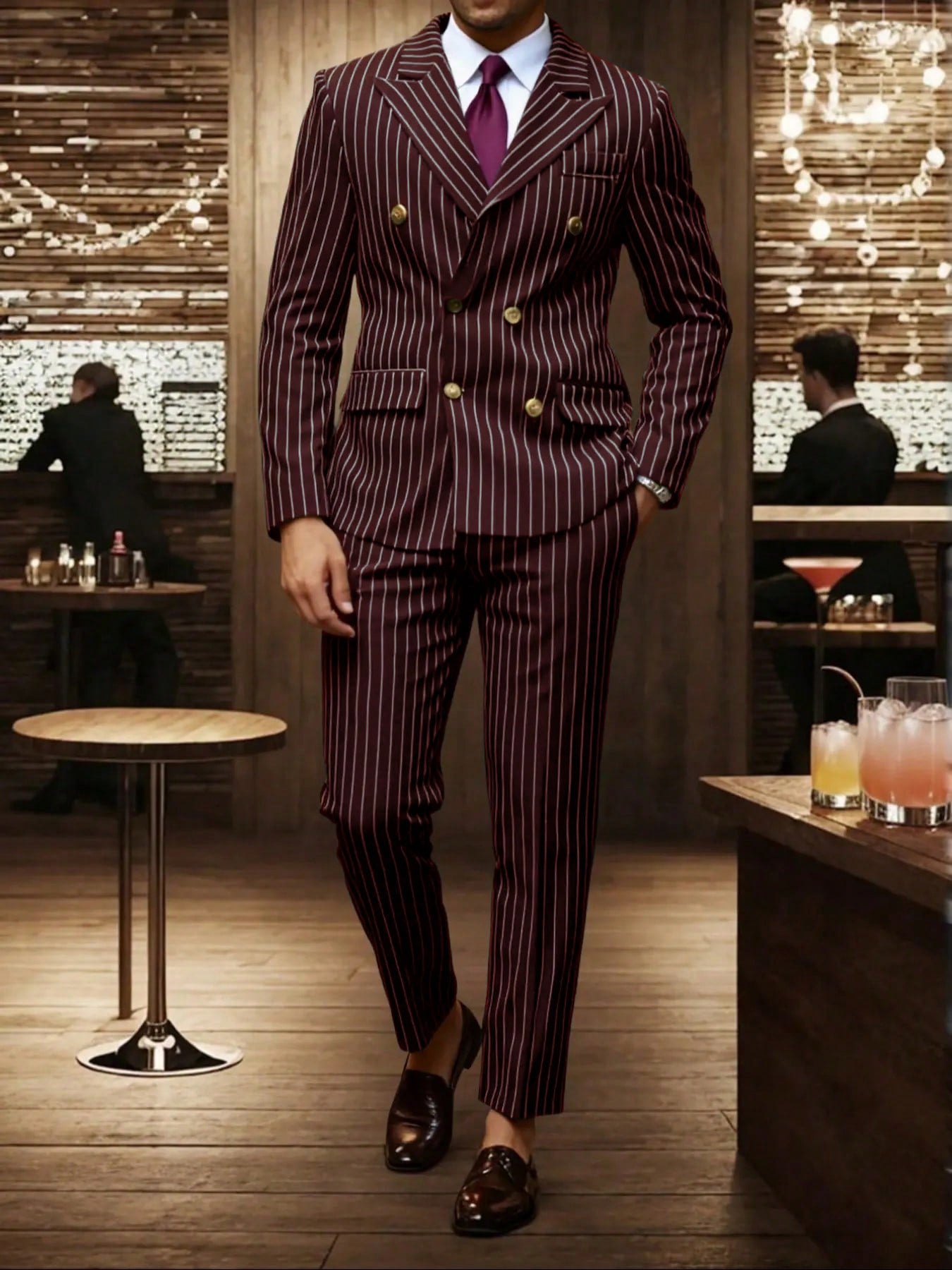 Ensemble costume rayé pour hommes