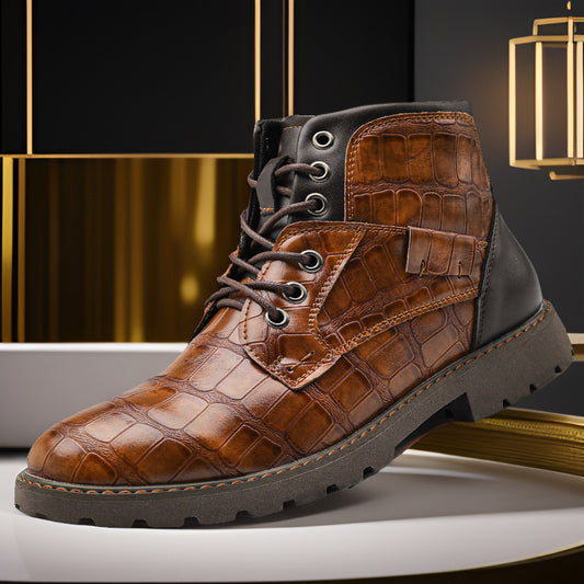 Bottines en cuir vintage pour homme avec fermeture éclair latérale