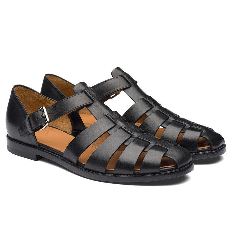 Sandales pour hommes en cuir respirant avec boucle