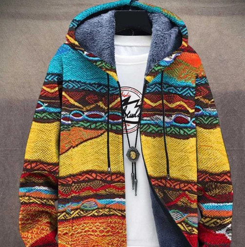 Manteau à capuche pour homme avec impression numérique et doublure en polaire