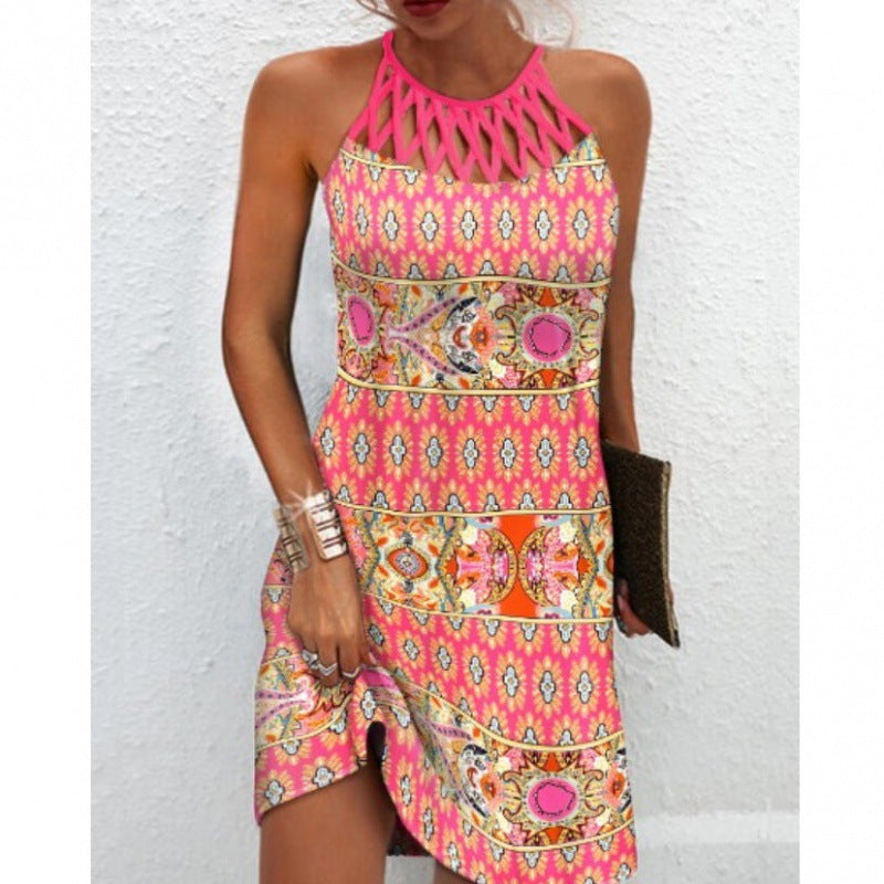 Robe pour femmes à imprimé floral avec col licou