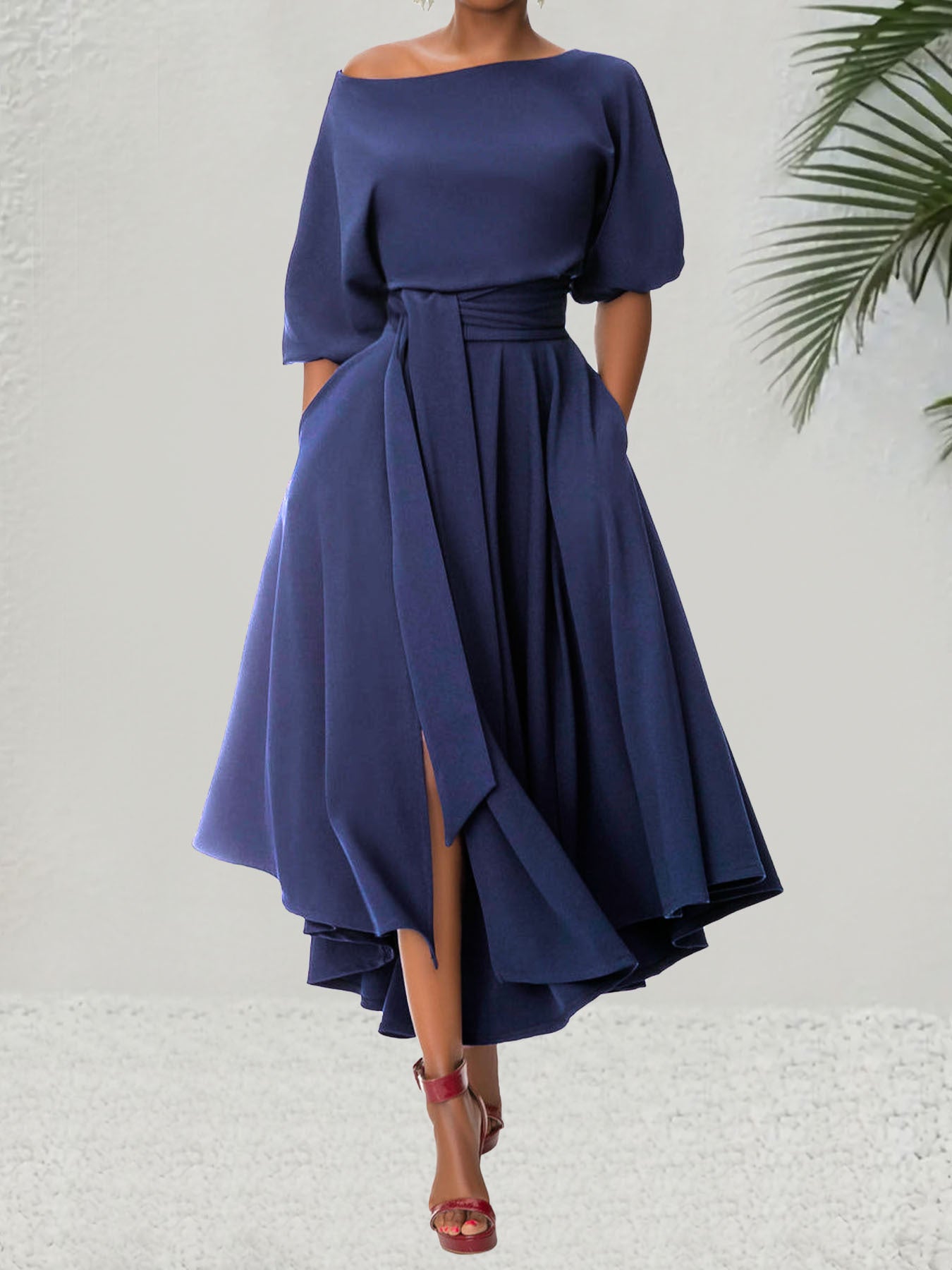 Robe unie asymétrique