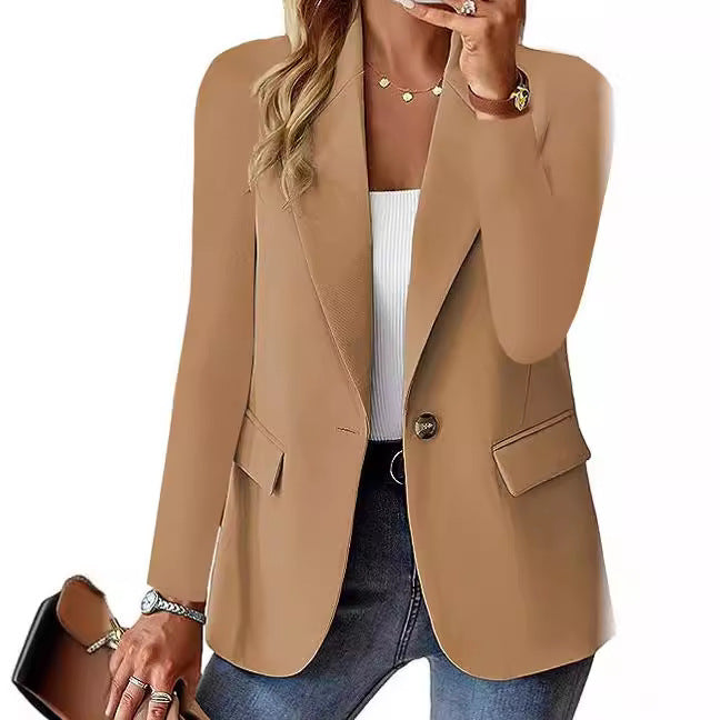 Cardigan blazer uni à manches longues pour femmes