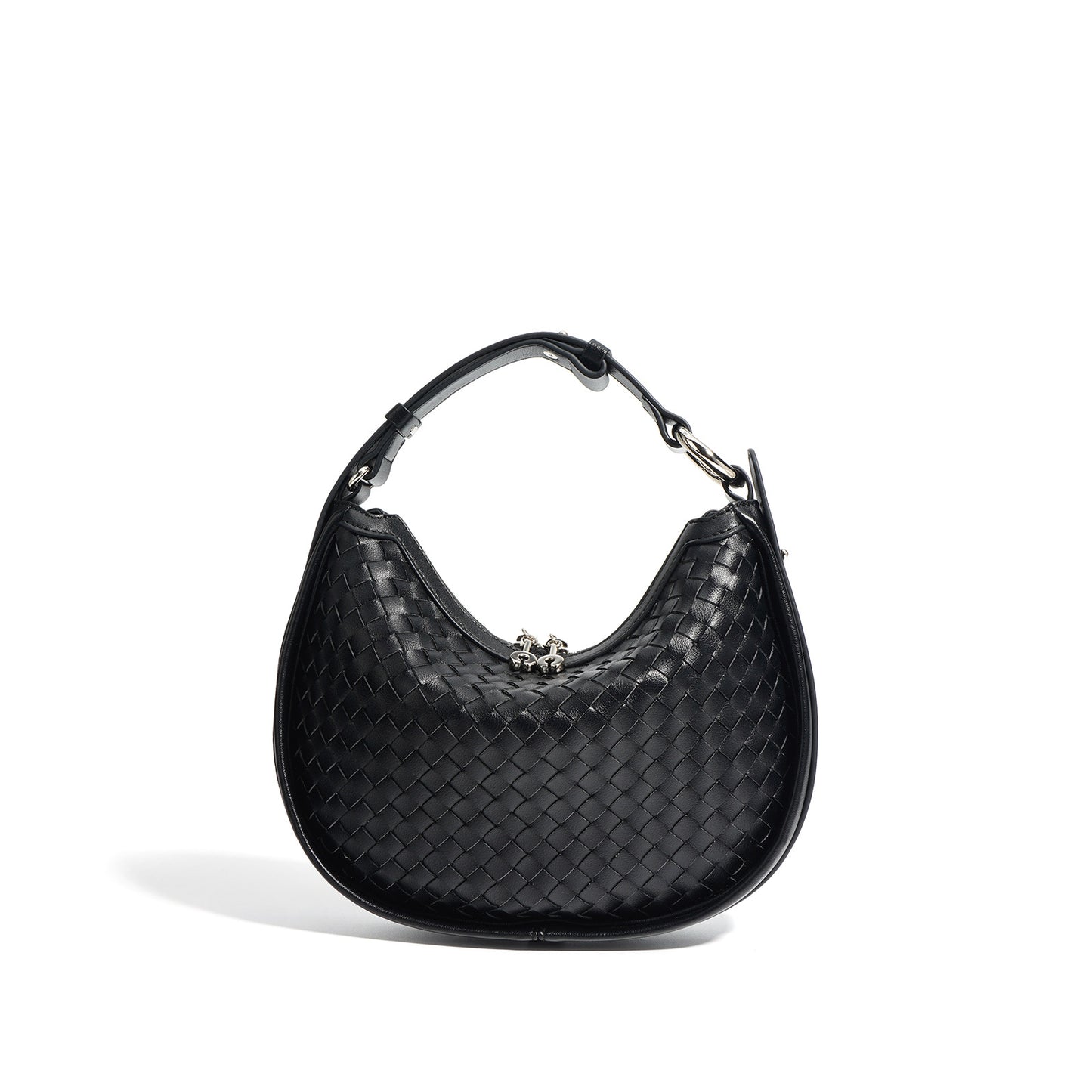 Sac a main en cuir tressa en forme de croissant