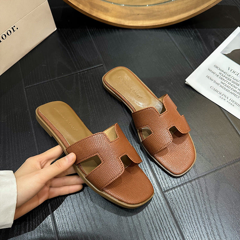 Sandales plates en forme de H pour la plage