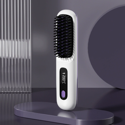 Peigne Lissant Rechargeable Sans Fil avec Écran LCD