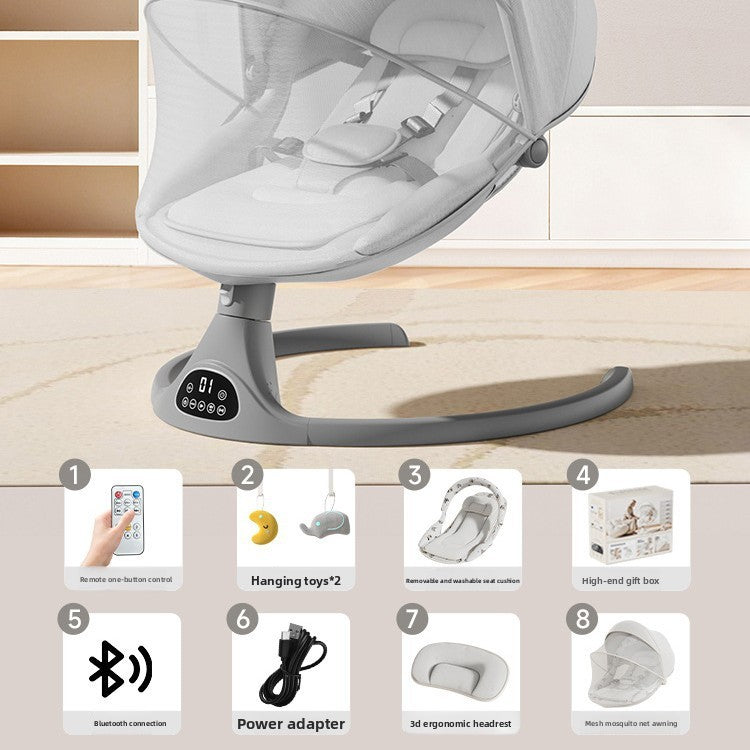 Fauteuil à bascule électrique pour bébé avec commande par application Bluetooth