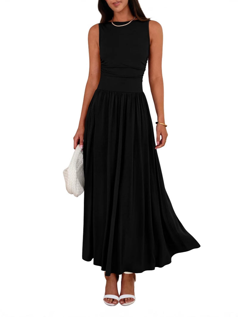 Robe longue à poches plissées