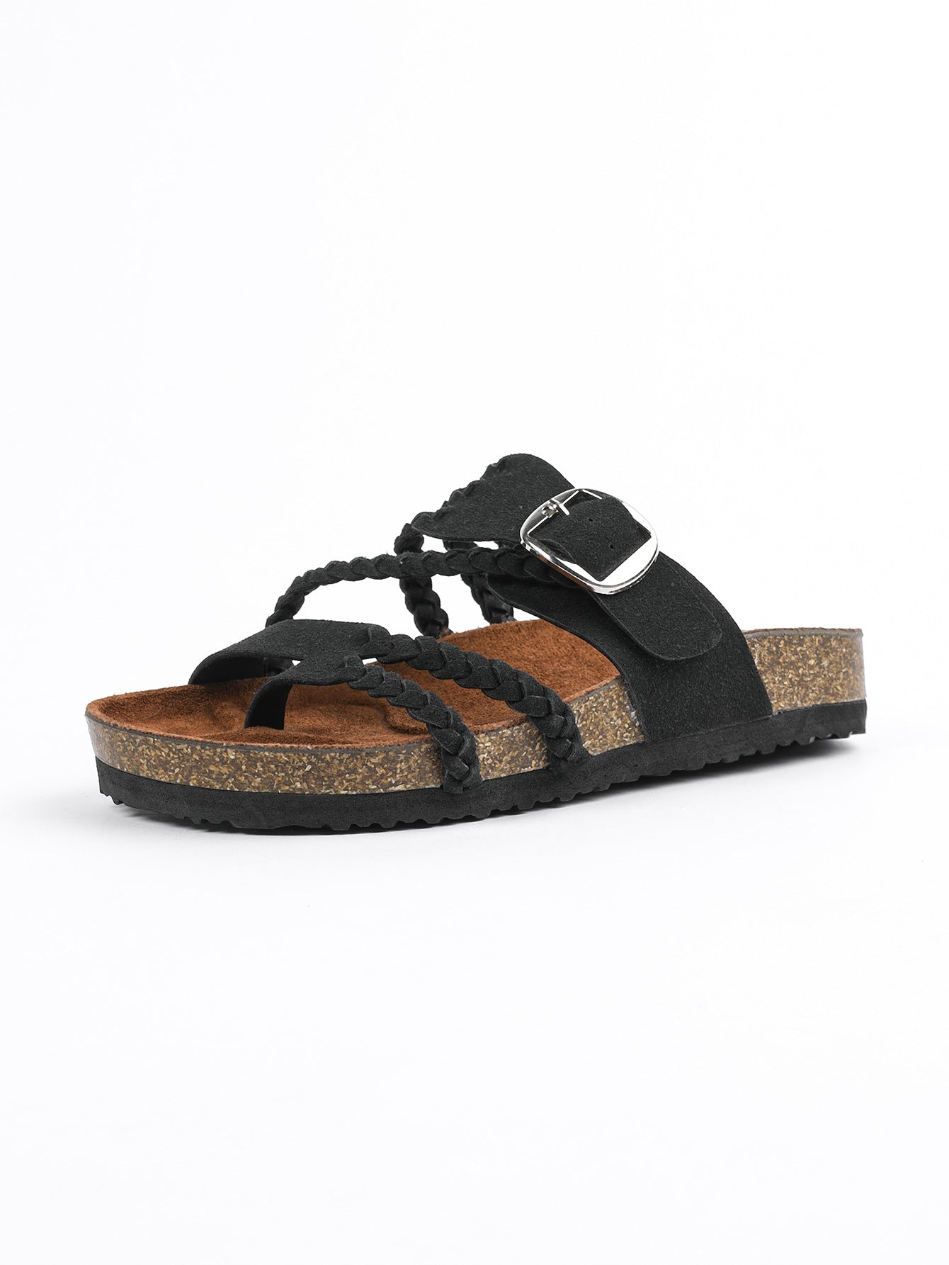 Sandales tissées à boucle réglable avec semelles en daim