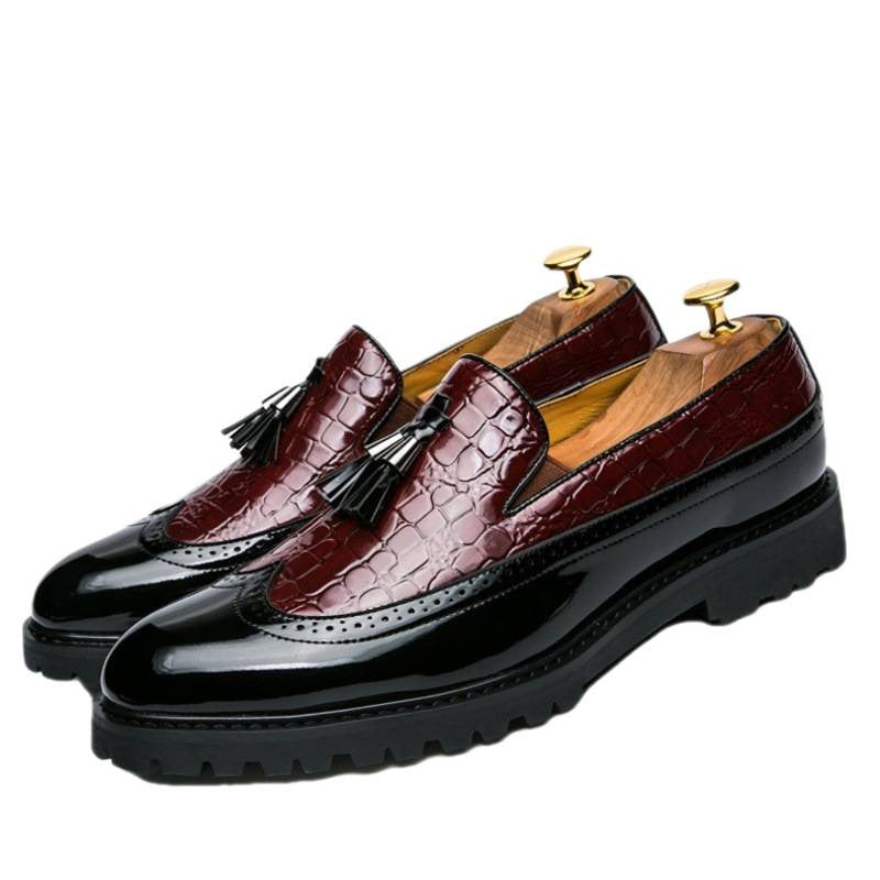 Chaussures en cuir décontractées pour hommes à enfiler avec motif brocart