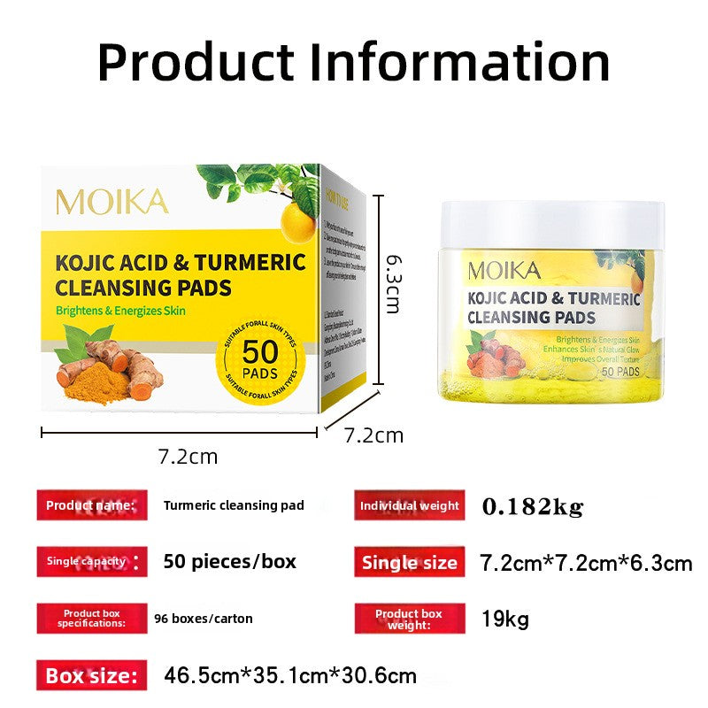 Disques de coton nettoyants à l'acide de curcuma