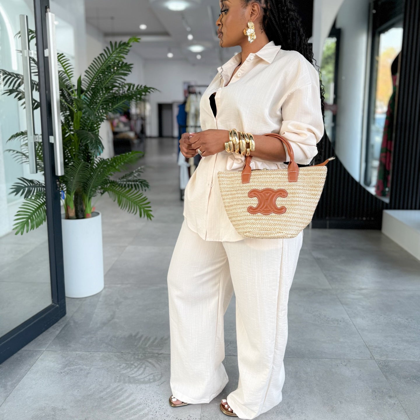 Habit :Gilet et pantalon à taille élastiquée pour femme