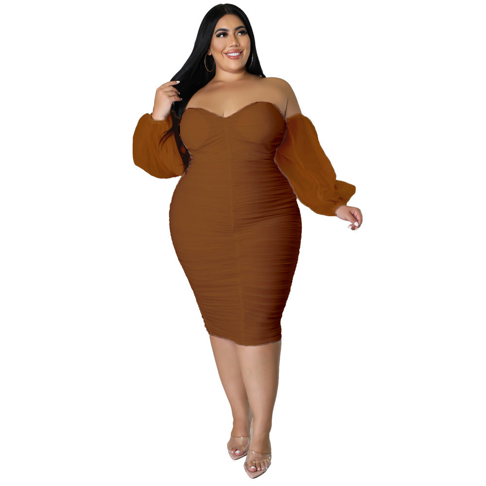 Robe plissée en maille pour femme