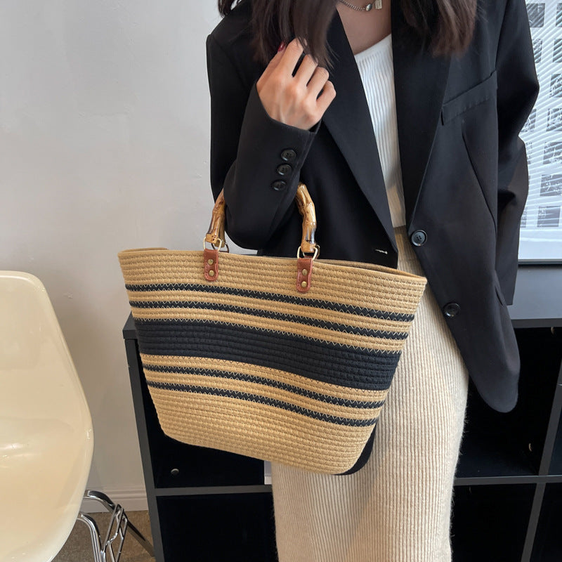 Sac cabas en paille tressée