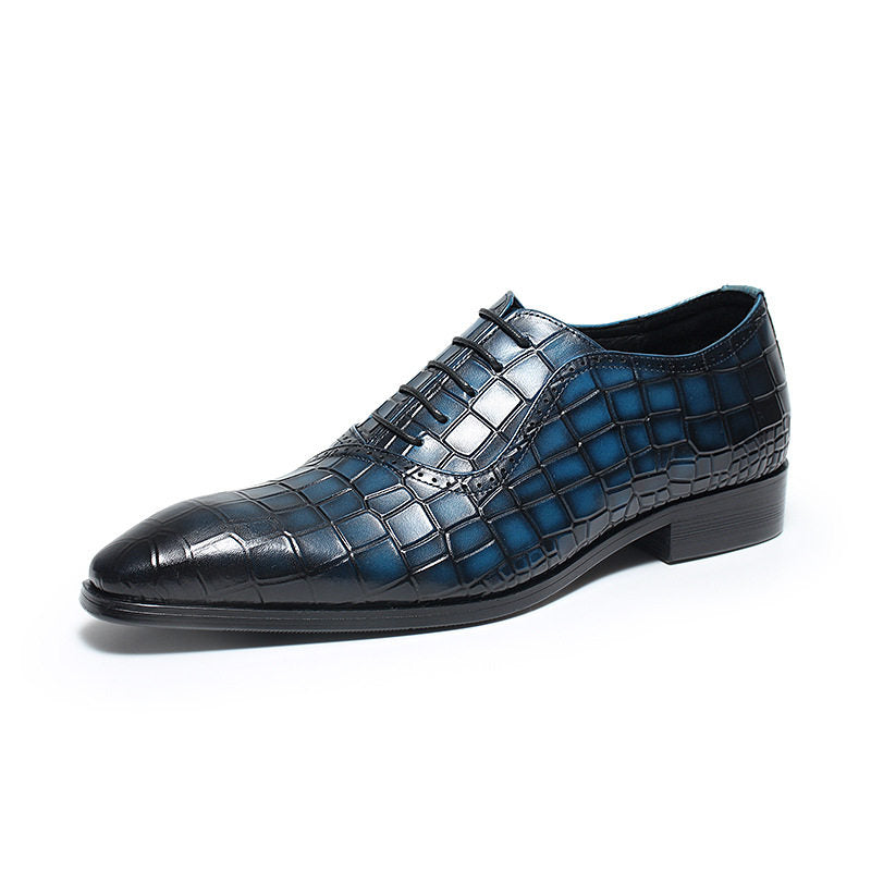 Chaussures Derby en cuir pour homme à motif crocodile