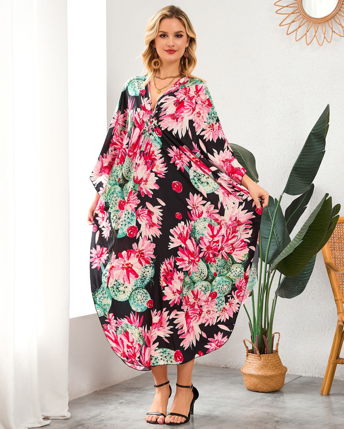 Robe de plage à encolure en V tissée