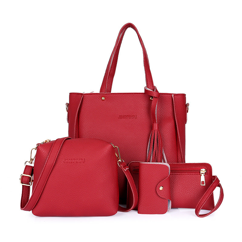 Ensemble de sacs à bandoulière pour femmes à motif litchi