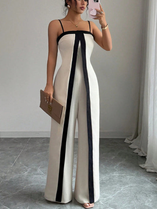 Robe et pantalon sans manches à blocs de couleur pour femme