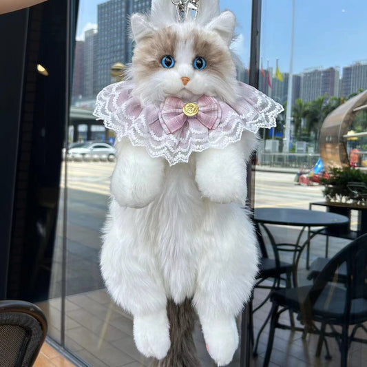 Sac à dos poupée chat en peluche