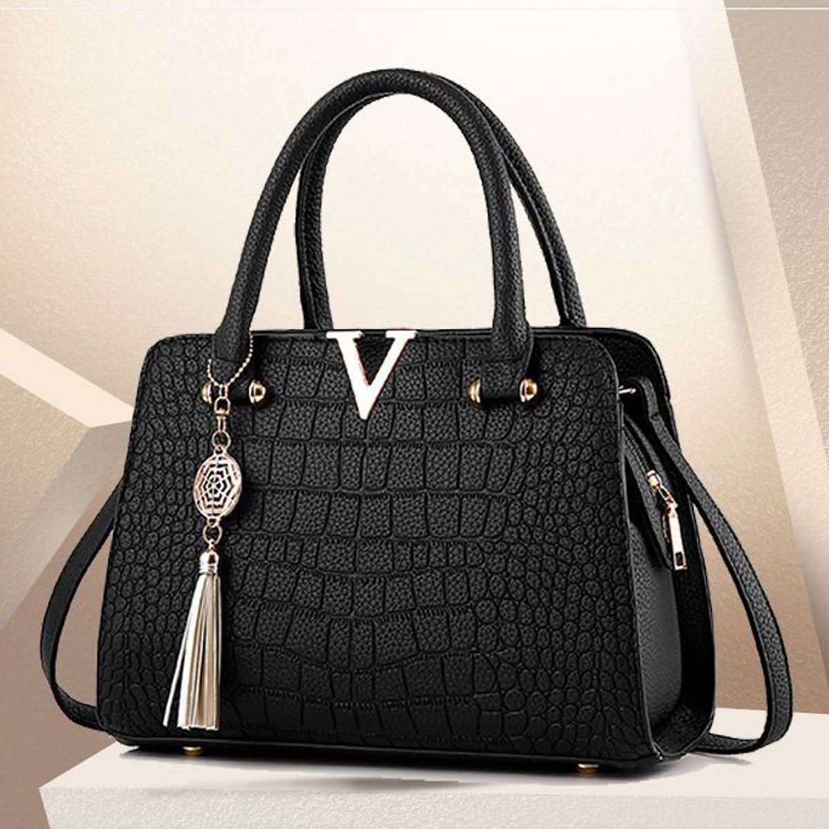 Sac à main en cuir PU à motif crocodile