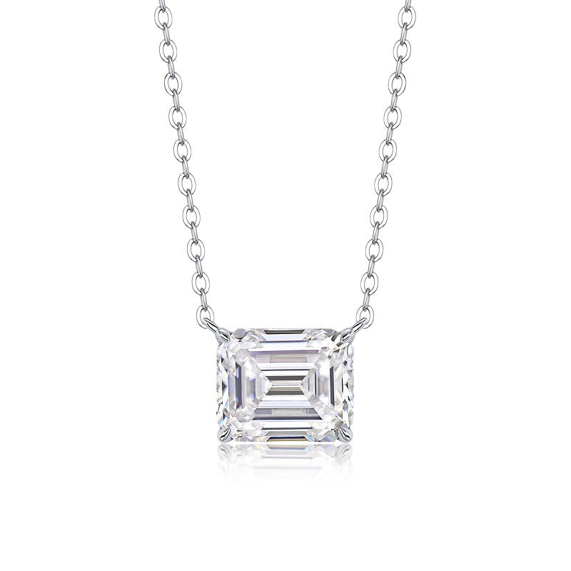 Collier pendentif géométrique en moissanite et argent sterling