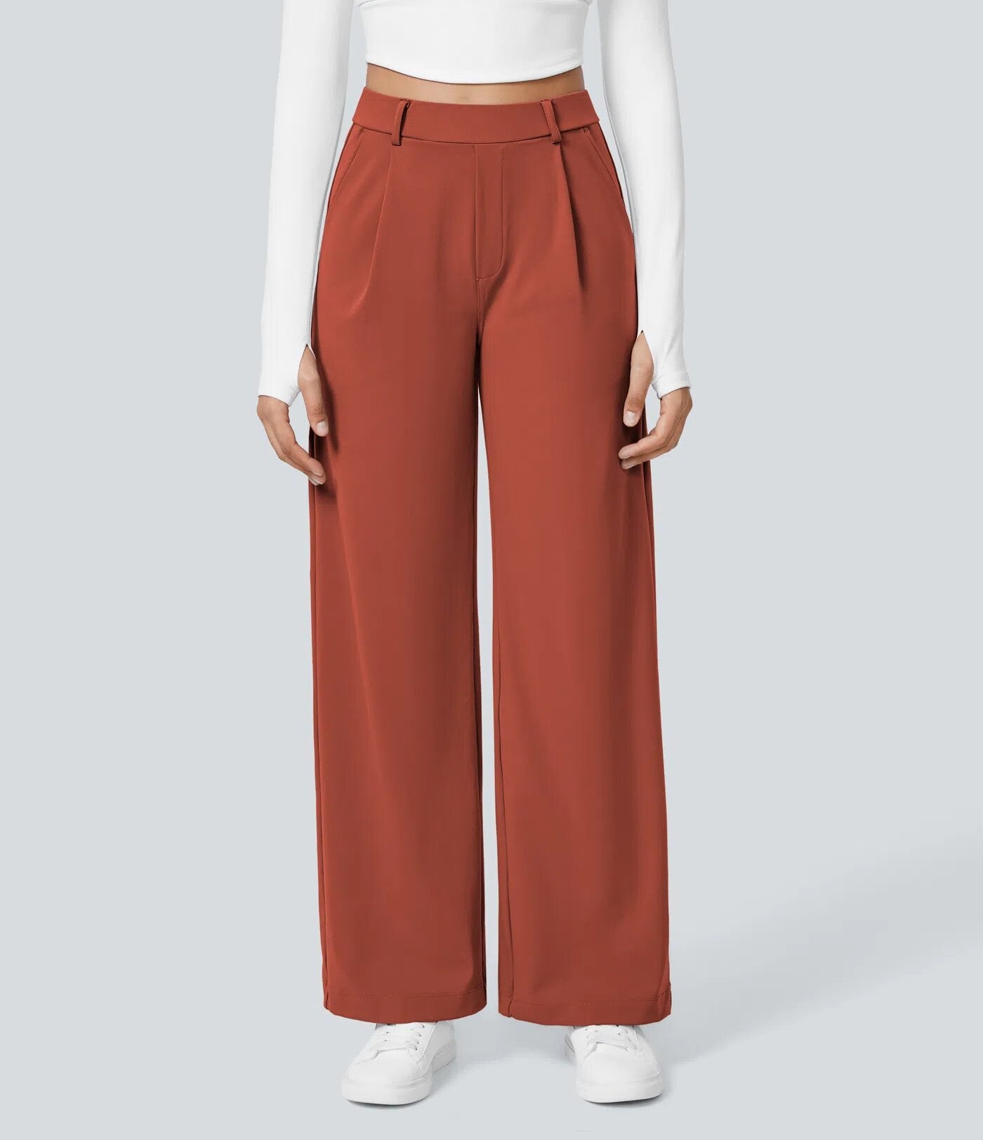 Pantalon droit taille haute pour femmes