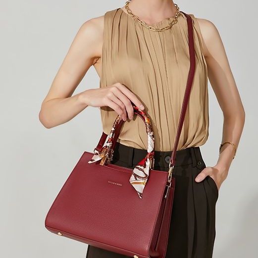 Sac à main Fuguiming en cuir PU magenta avec nœud papillon