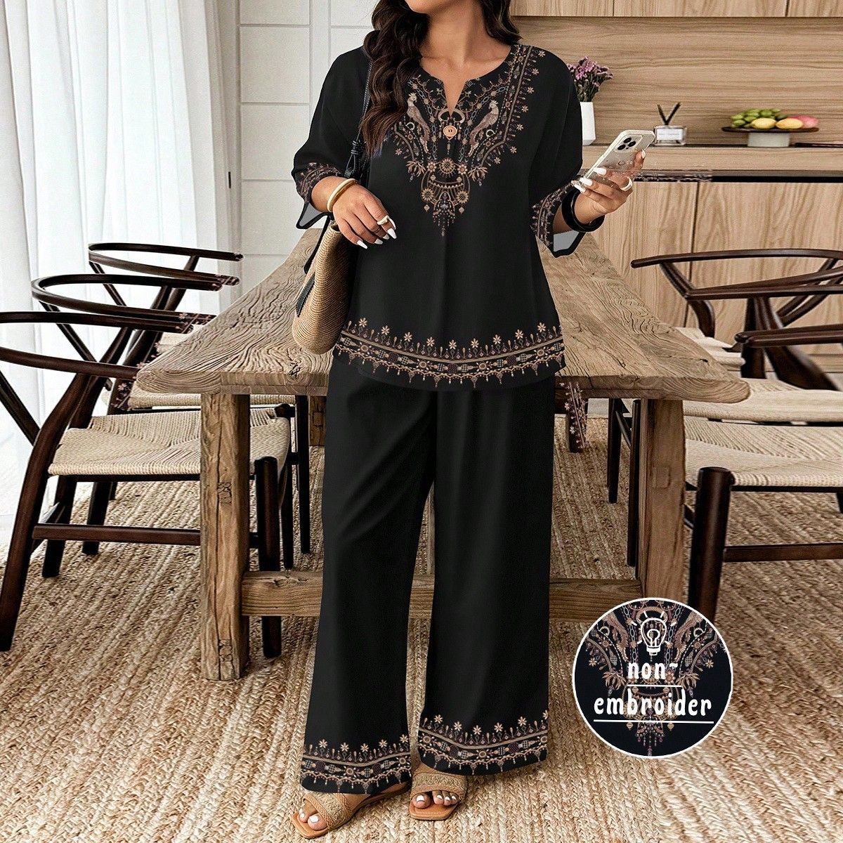 Ensemble chemise et pantalon à imprimé floral