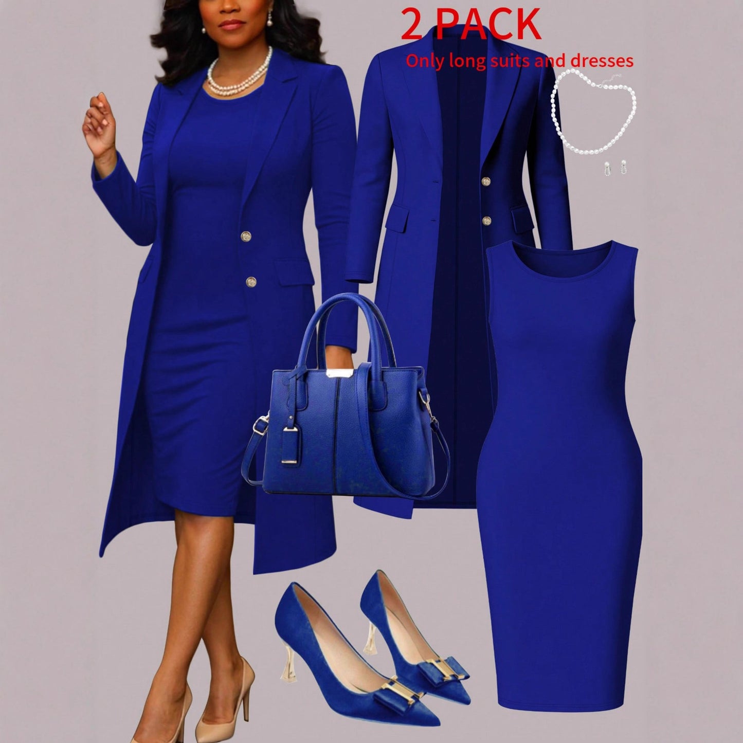 Ensemble pour femmes : costume à manches longues et robe sans manches
