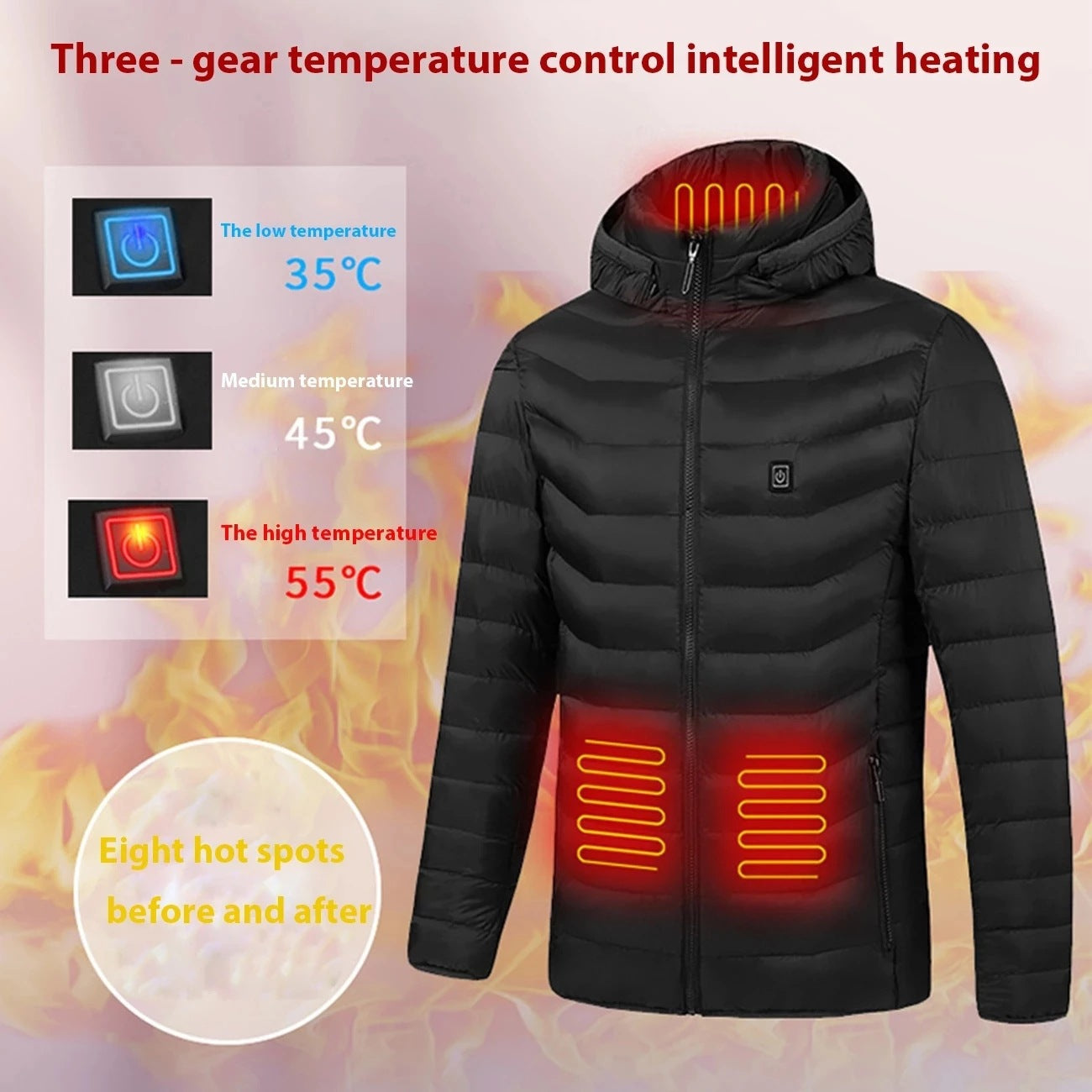 Veste d'hiver chauffante électrique USB pour hommes et femmes