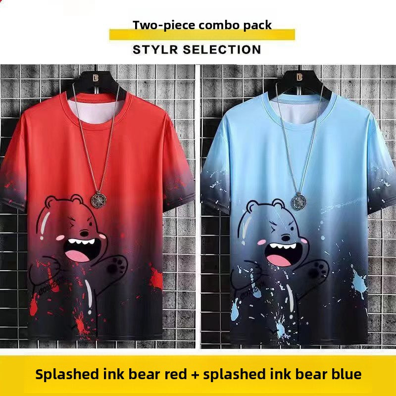 T-shirt à manches courtes en soie glacée pour hommes