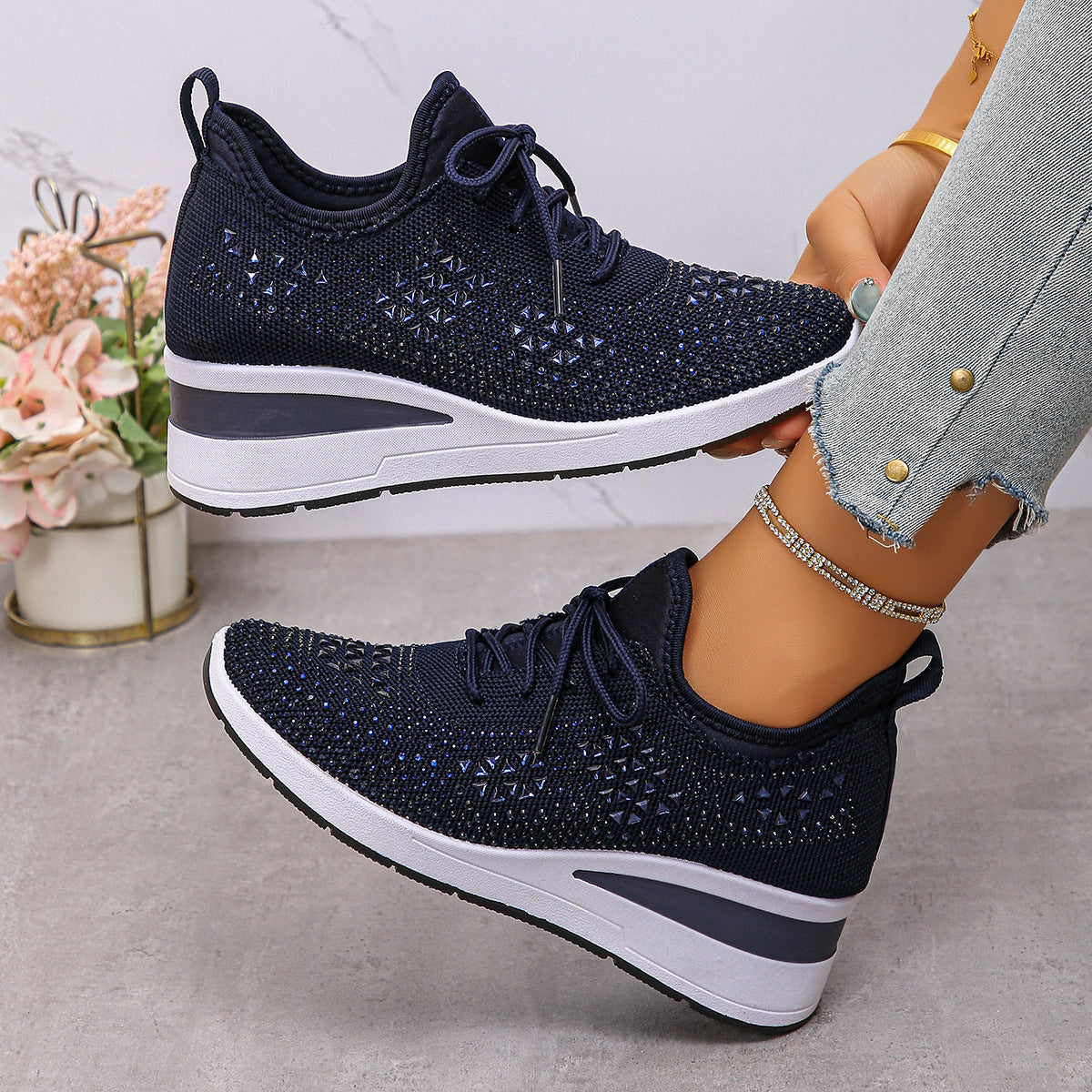 Chaussures décontractées à petit talon compensé pour femmes