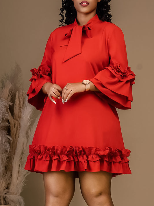 Habit :Robe ample à manches à volants pour femme
